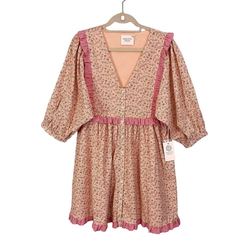 TUCKERNUCK HYacinth House Dress S Floral Pleated Ruffle Cotton Pink size s NWT